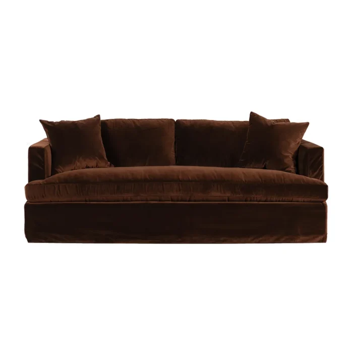 Birkshire 3 Seater Slip Cover Sofa – Dark Chocolate Velvet