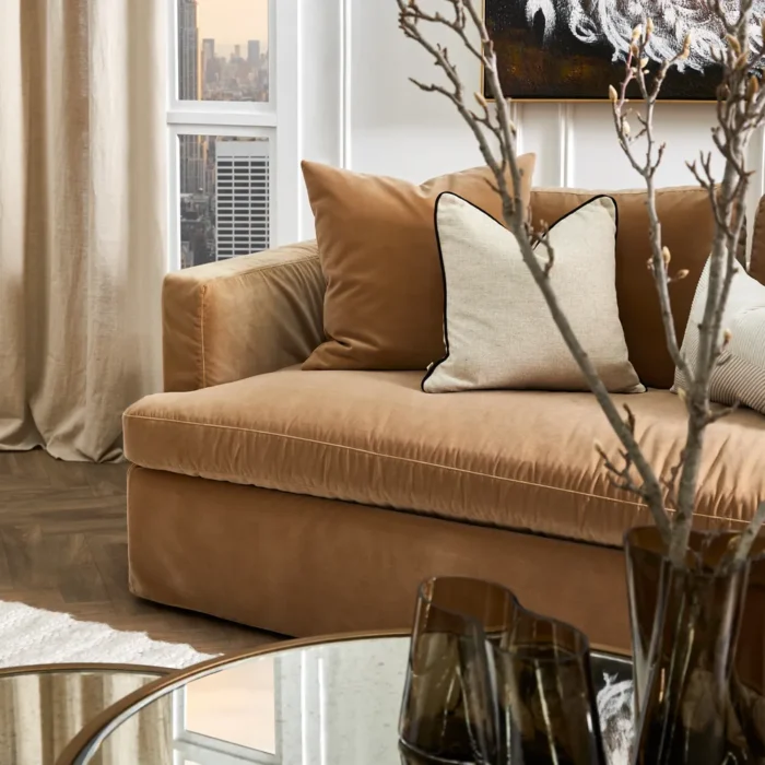 Birkshire 3 Seater Slip Cover Sofa Ochre Velvet1