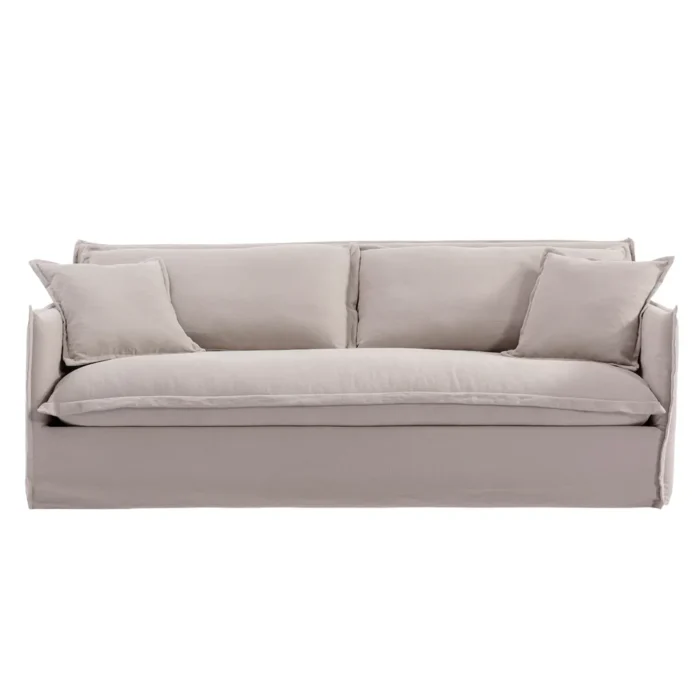 Cove 3 Seater Slip Cover Sofa – Taupe Linen