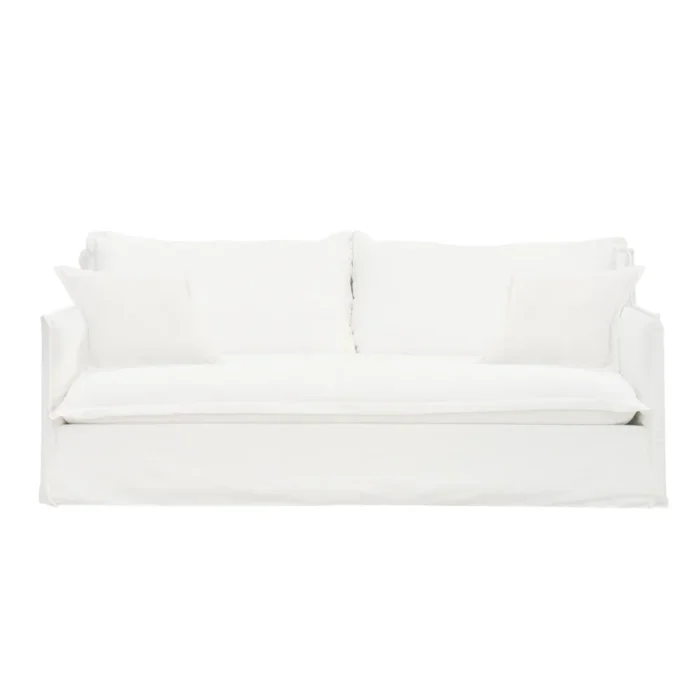 Cove 3 Seater Slip Cover Sofa – White Linen
