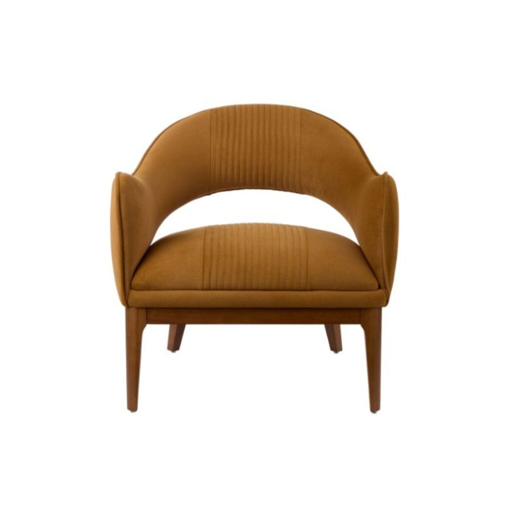 MidCentury Modern Mustard Armchair Walnut Detail