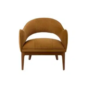 MidCentury Modern Mustard Armchair Walnut Detail