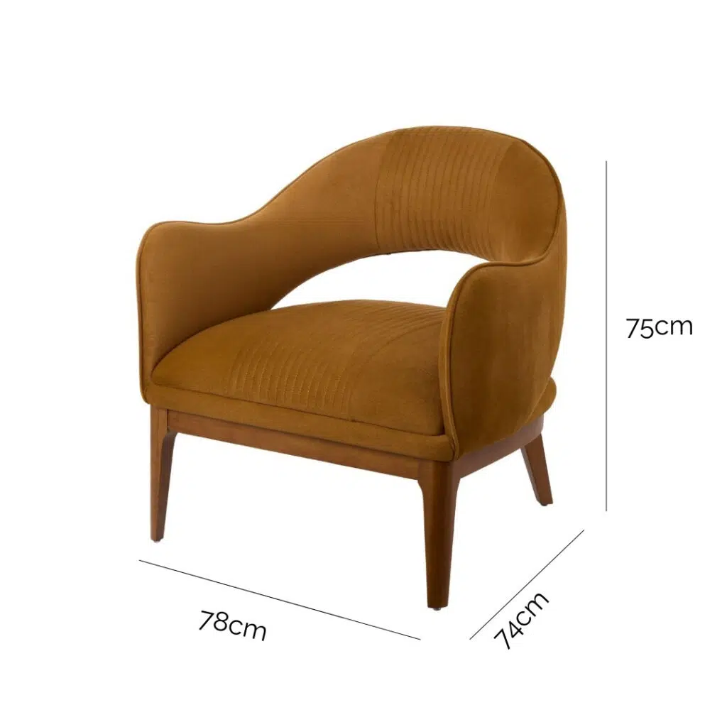 MidCentury Modern Mustard Armchair Walnut Detail