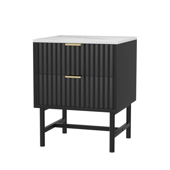 Lark Black Bedside Table with 2 Drawers, Stylish and Durable Nightstand