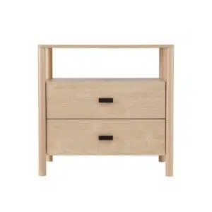 Trove Pine Nightstand with 2 Drawers, Stylish Storage Beside Bed