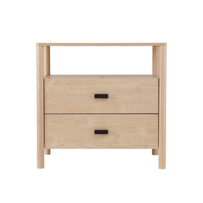 Trove Pine Nightstand with 2 Drawers, Stylish Storage Beside Bed