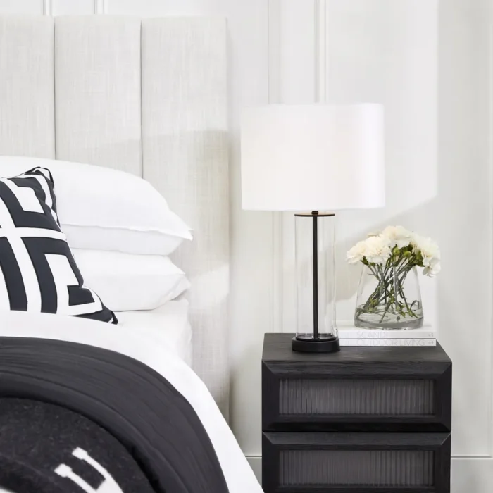 East Side Table Lamp Black W White Shade1