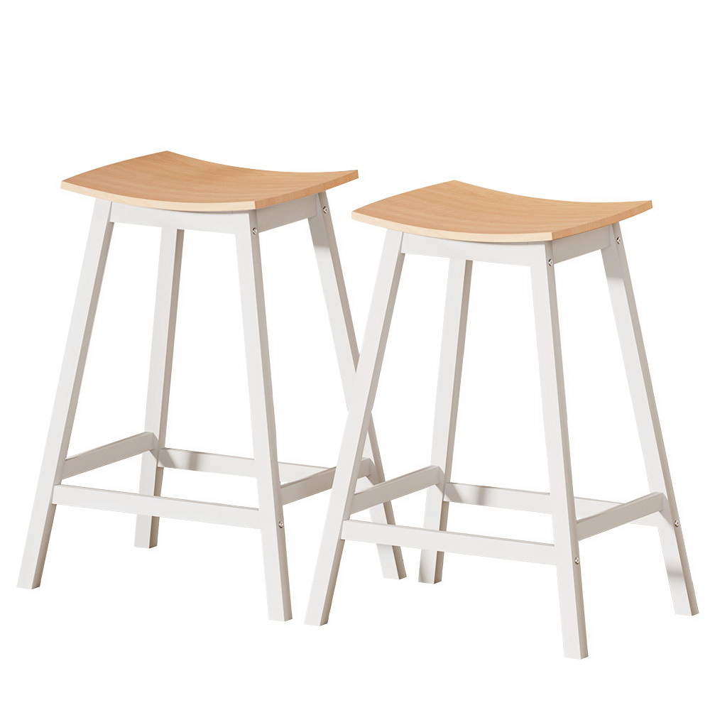 Arden Stool Set: Modern Oak Bar Chairs, Durable Steel Frame, Comfortable Saddle Seat, Easy Assembly