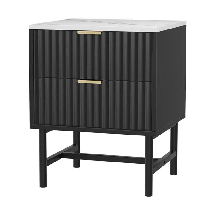 Lark Bedside Table – Black with 2 Drawers