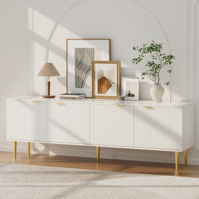 Lark 180cm White Ent Unit, Modern Design, Durable, Organized