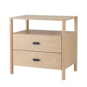 Trove bedside table pine nightstand 2 drawers sleek storage solution