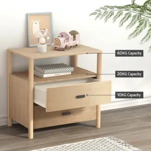 Trove Pine Nightstand 2 Drawers Stylish Storage Bedroom