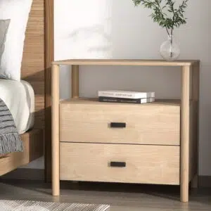 Trove bedside table pine nightstand 2 drawers stylish storage durable construction