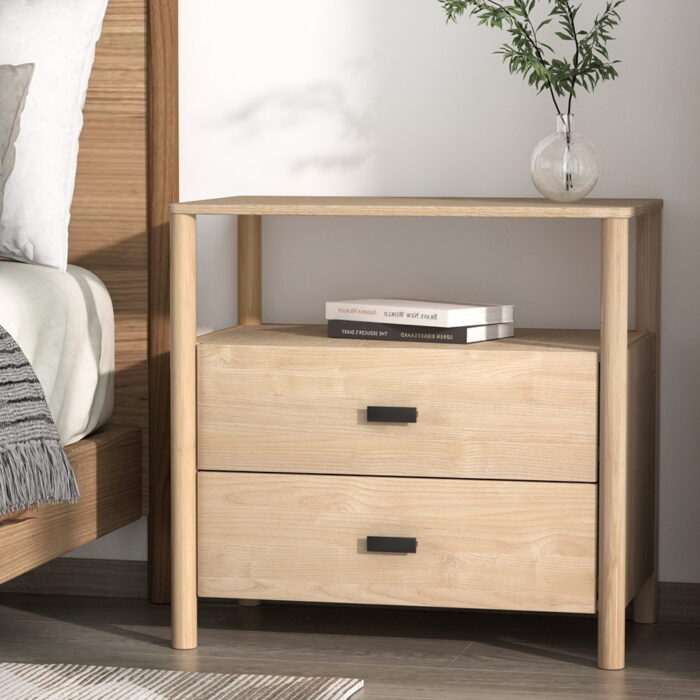 Trove bedside table pine nightstand 2 drawers stylish storage durable construction
