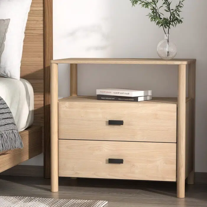 Trove bedside table pine nightstand 2 drawers stylish storage durable construction