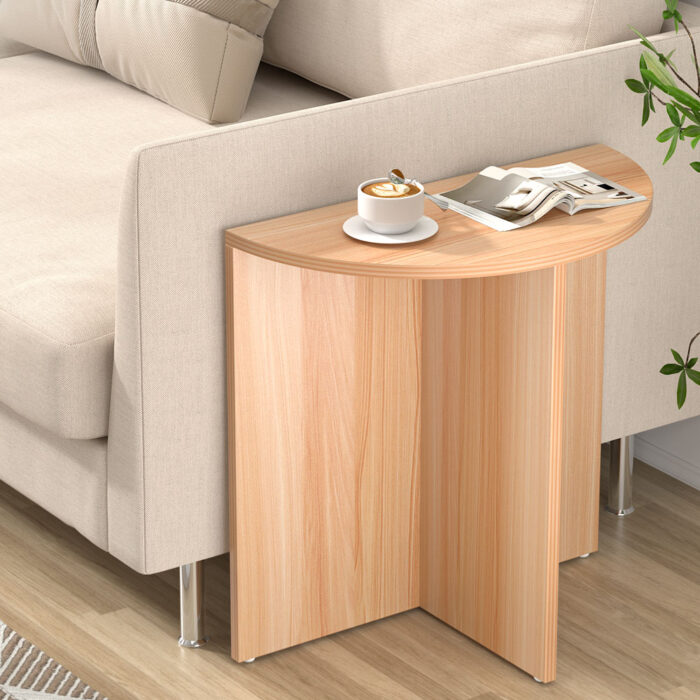Sleek Semi-Circle Pine Side Table, 48cm, Modern Design