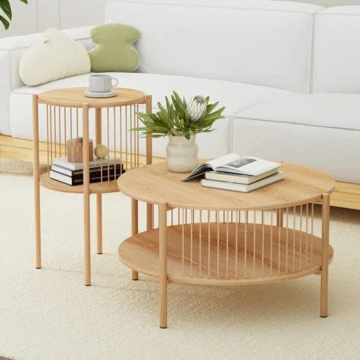 Trove 2-Tier Wooden Coffee Table, Modern Rustic Design