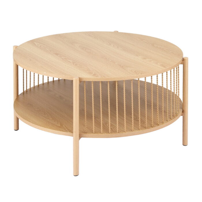 Fynn Coffee Table, Stylish Modern with Rustic Touch, Durable MDF Top, Dual Shelves, Easy Assembly, Pine Finish