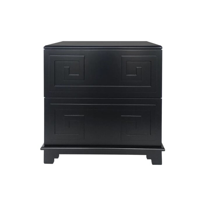 Greek Key Bedside Table – Black
