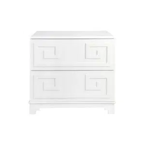 Greek Key Bedside Table White