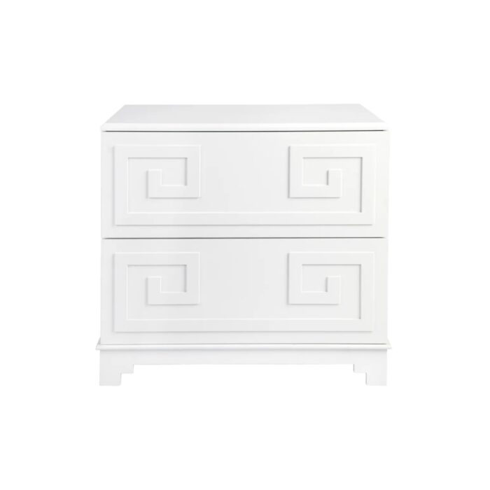 Greek Key Bedside Table White