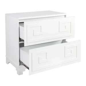 Greek Key Bedside Table White3
