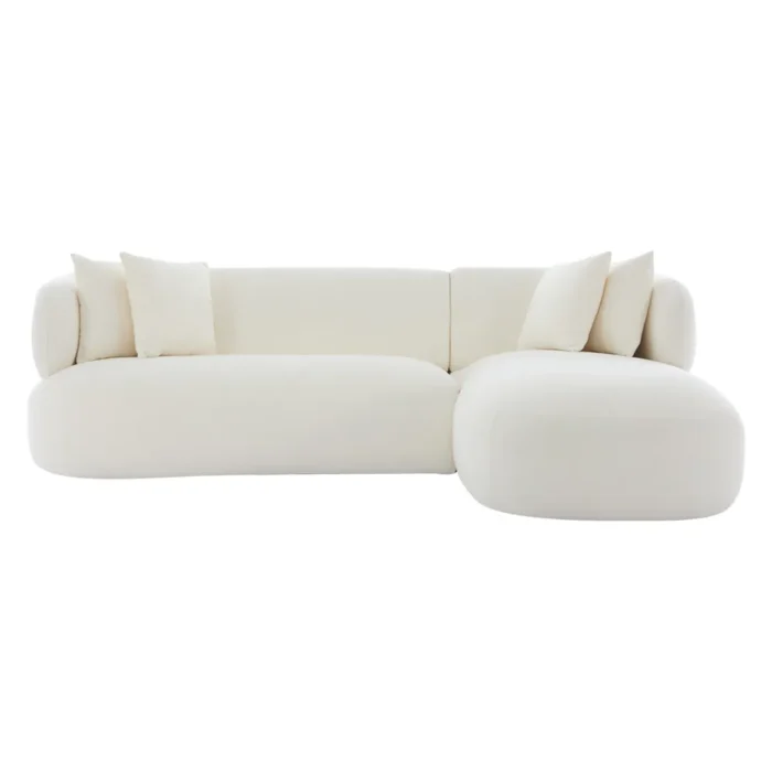 Greenwich 3 Seater Sofa w Right Chaise – Ivory Chenille