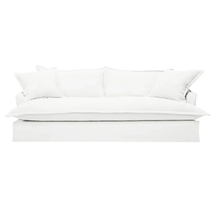 Hayman 3 Seater Slip Cover Sofa – White Linen