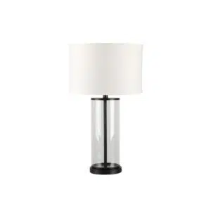 Left Bank Table Lamp Black W White Shade