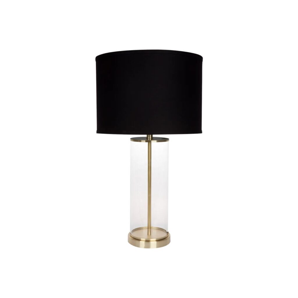 Left Bank Table Lamp Brass W Black Shade