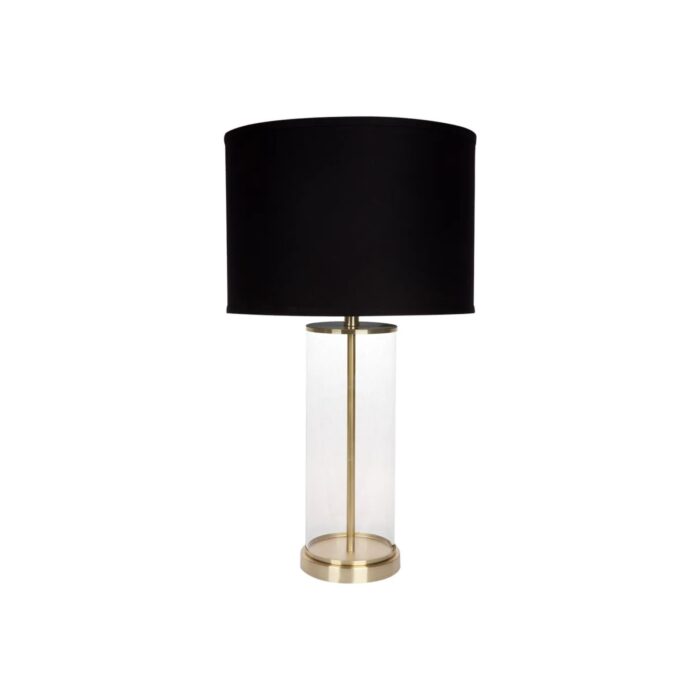 Left Bank Table Lamp Brass W Black Shade