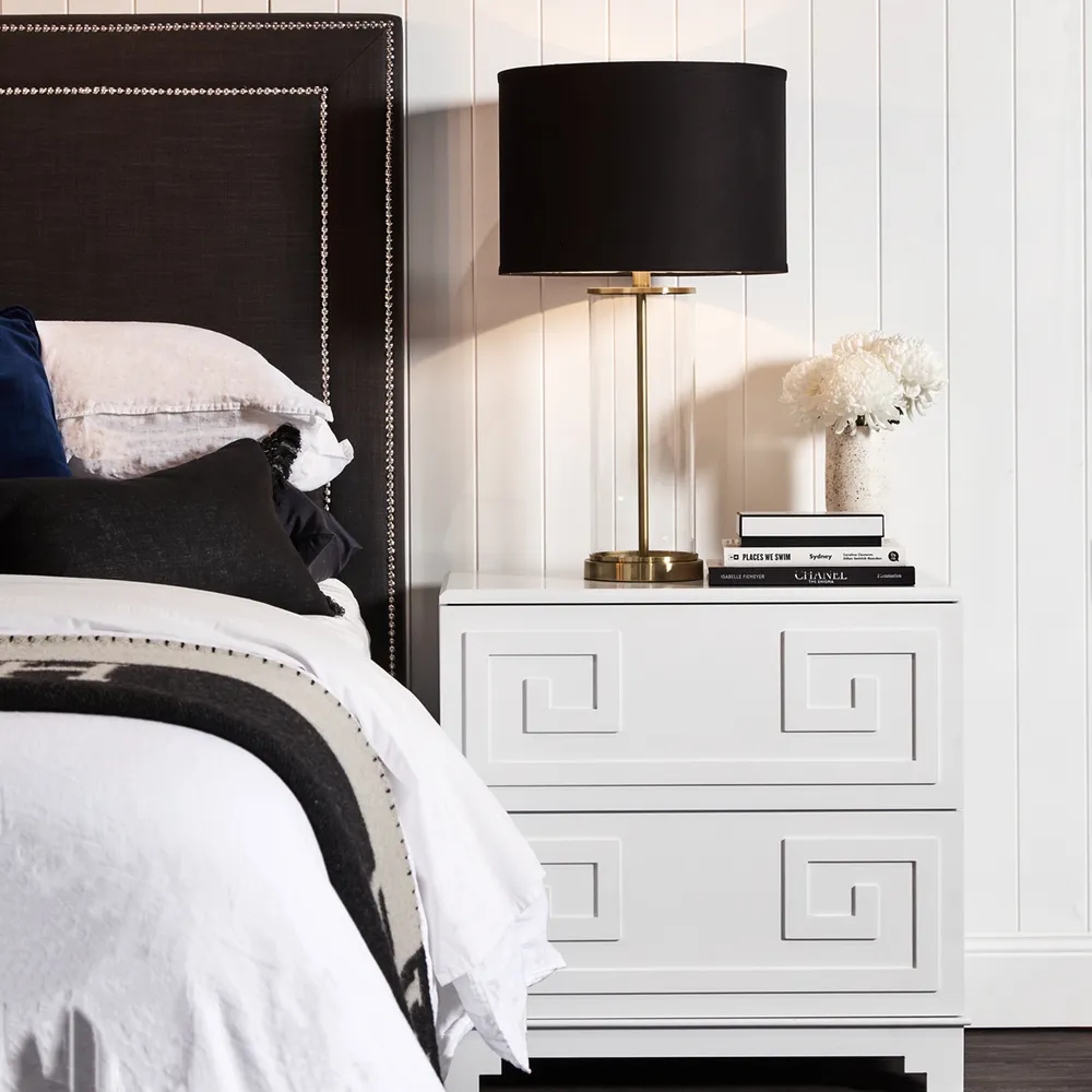 Left Bank Table Lamp Brass W Black Shade2
