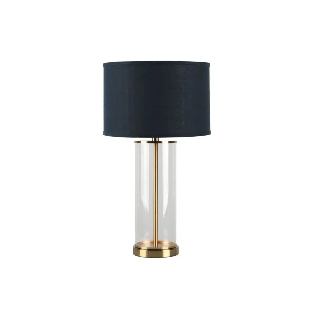Left Bank Table Lamp Brass W Navy Shade