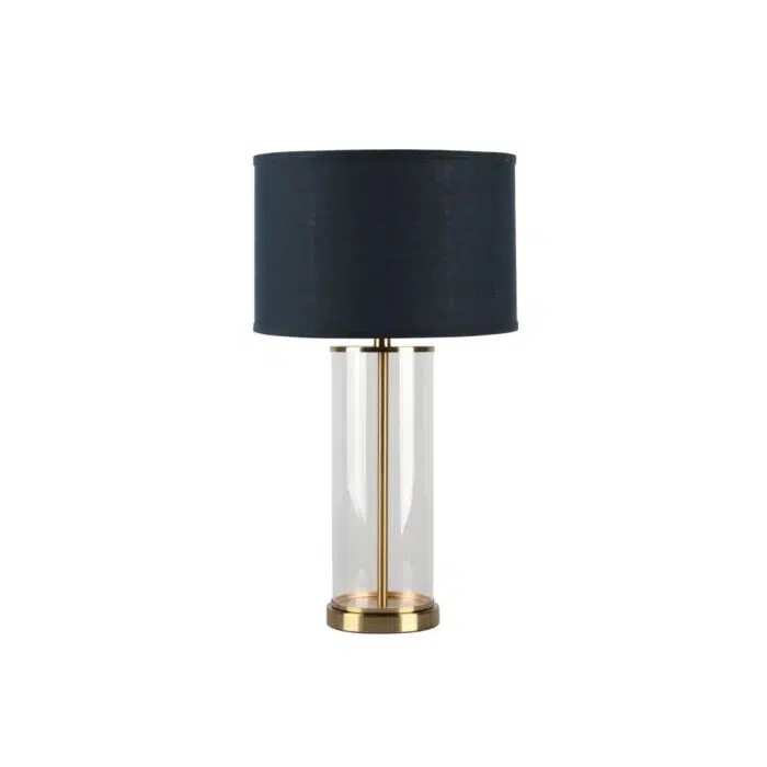 Left Bank Table Lamp – Brass w Navy Shade