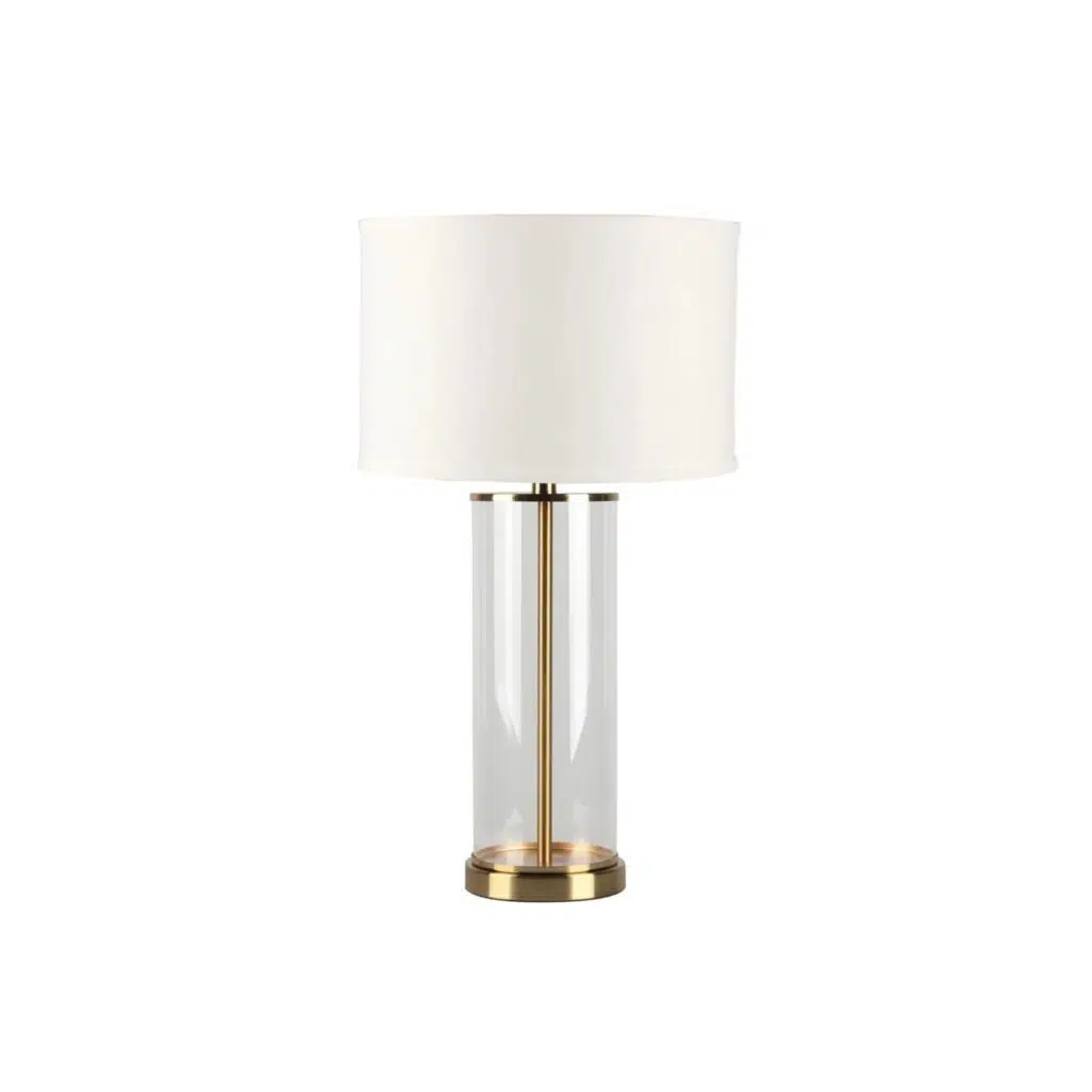 Left Bank Table Lamp Brass W White Shade