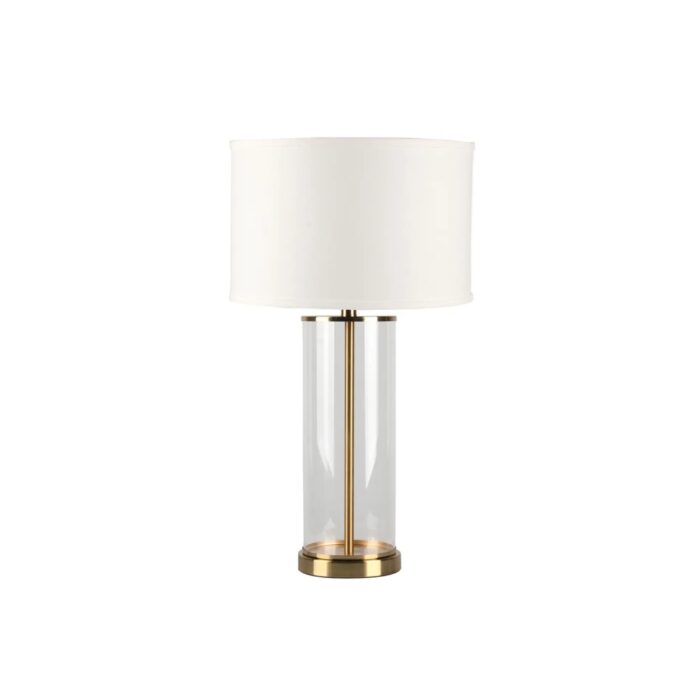 Left Bank Table Lamp – Brass w White Shade