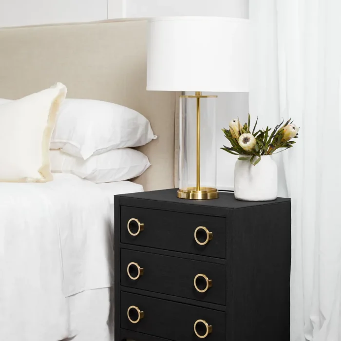 Left Bank Table Lamp Brass W White Shade3