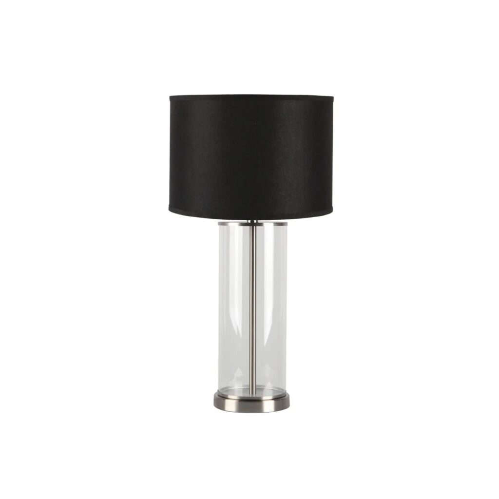 Left Bank Table Lamp Nickel W Black Shade