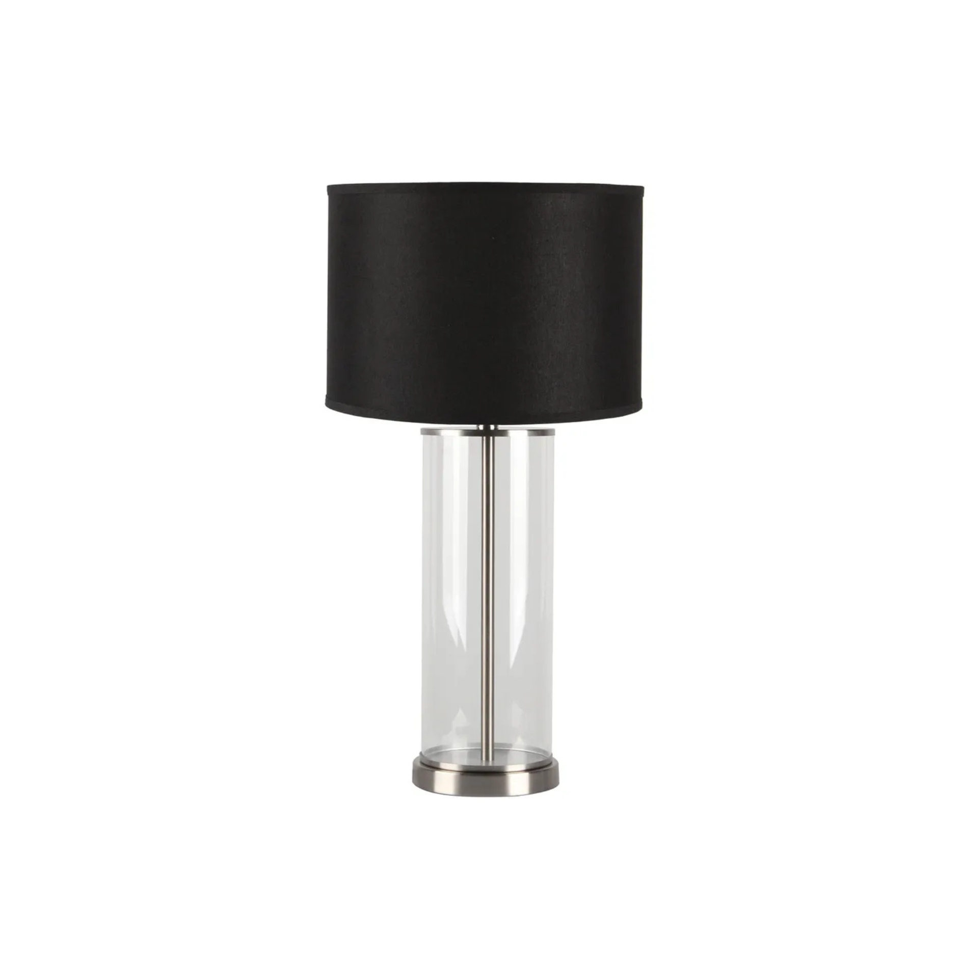 Left Bank Table Lamp – Nickel w Black Shade