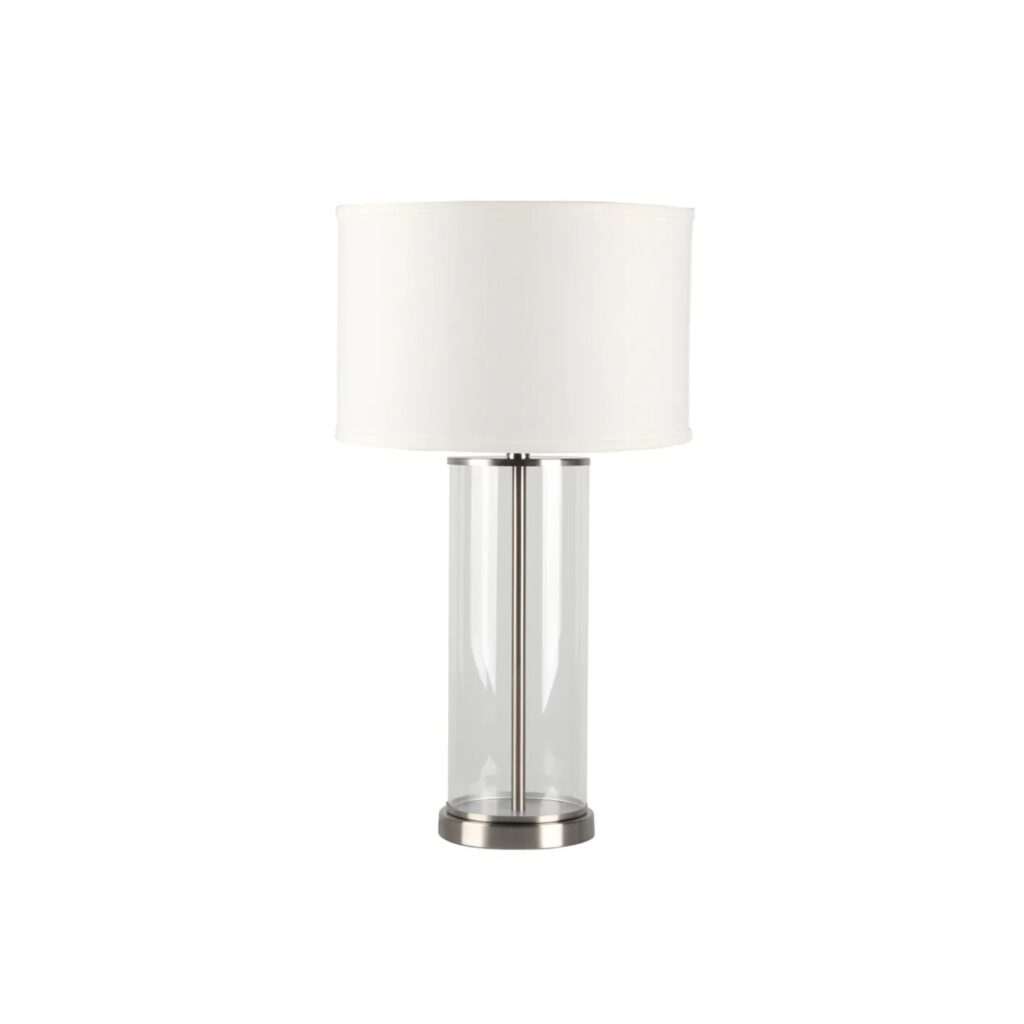 Left Bank Table Lamp Nickel W White Shade