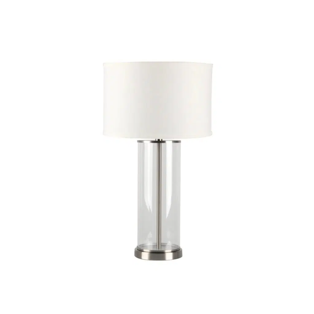 Left Bank Table Lamp Nickel W White Shade