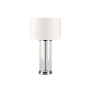 Left Bank Table Lamp Nickel W White Shade