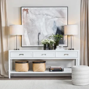 Left Bank Table Lamp Nickel W White Shade1
