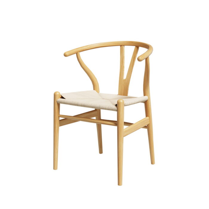 Willow Dining Chair, Rattan Wishbone, Wooden Frame, Kraft Seat