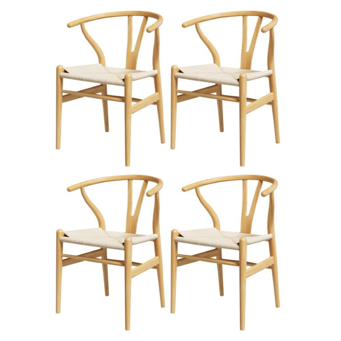 Mason Rattan Wishbone Dining Chair Set of 4 Modern Comfortable
