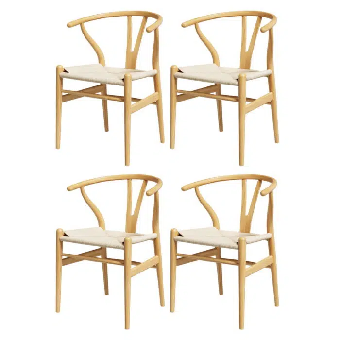 Mason Dining Chair – Rattan Wishbone (Set of 4)