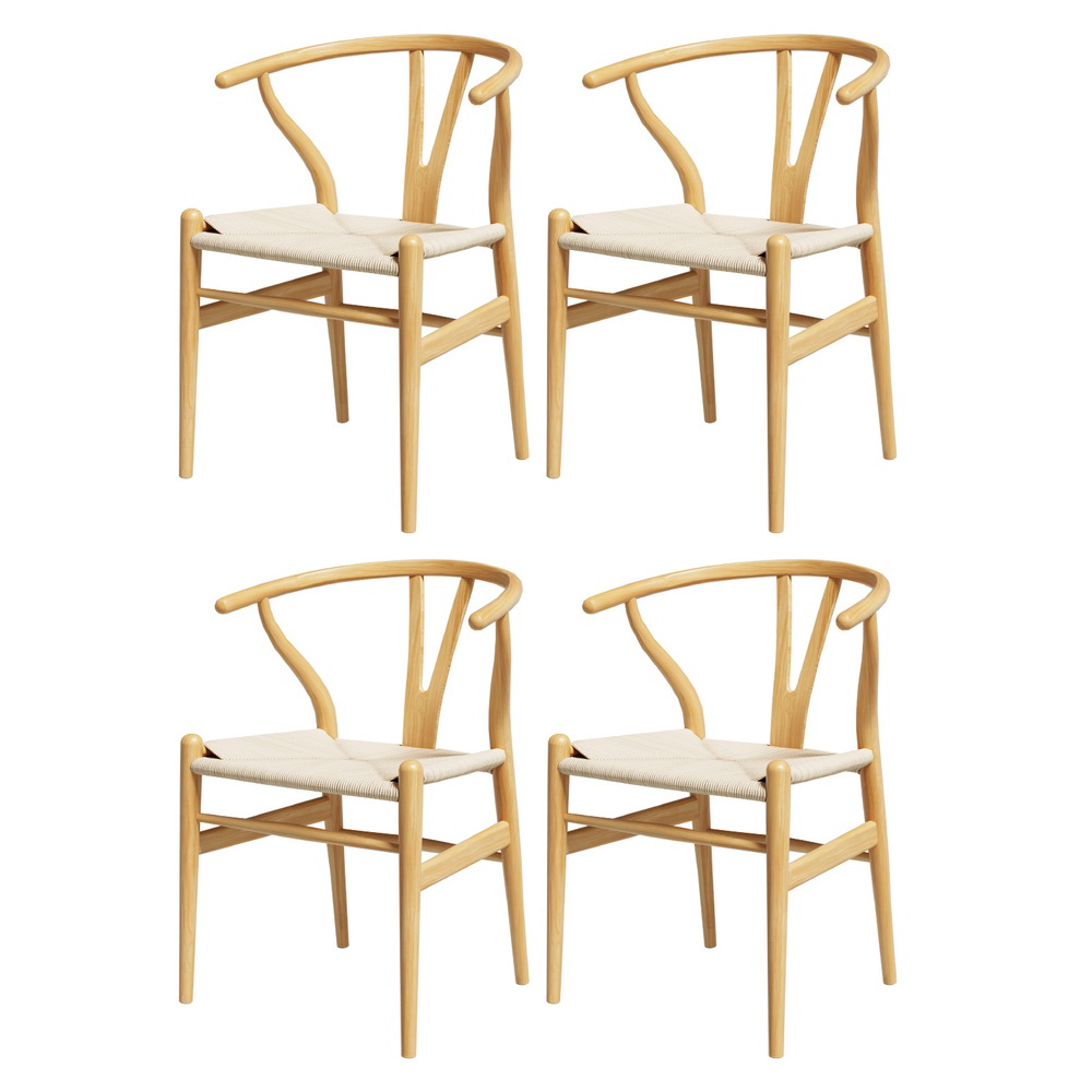 Mason Rattan Wishbone Dining Chair Set of 4 Modern Comfortable