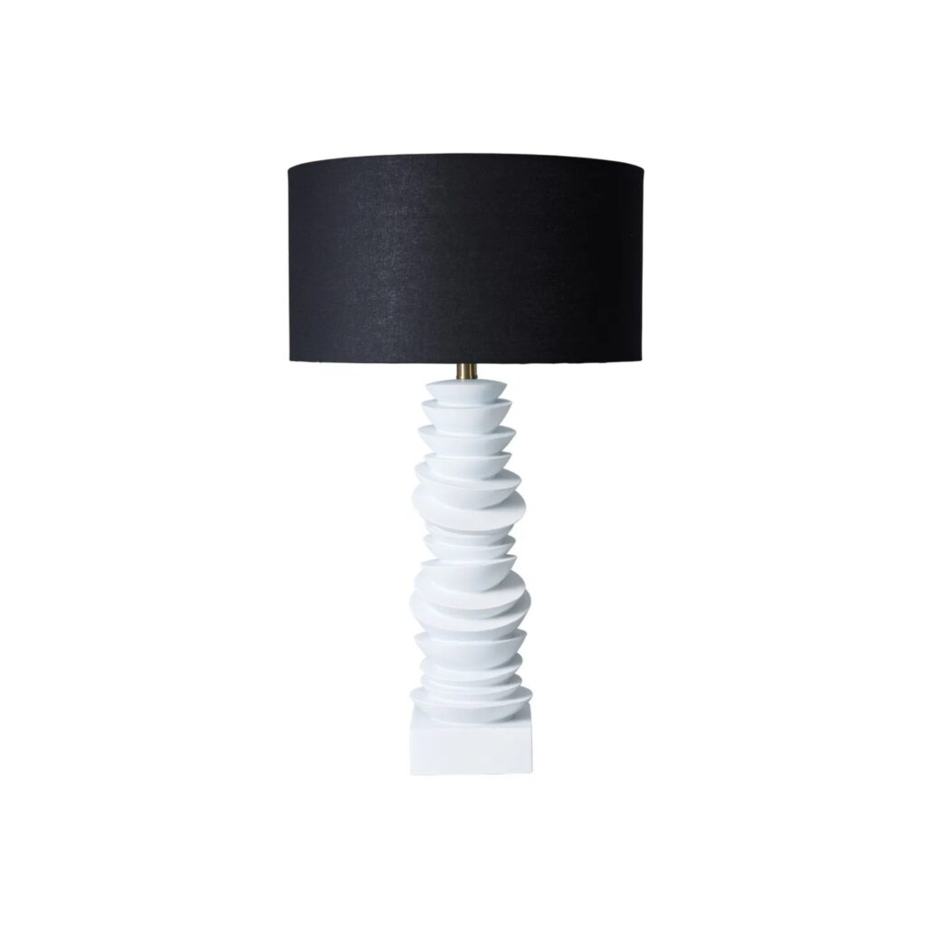 Mendoza Table Lamp White W Black Shade