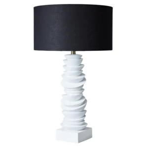 Mendoza Table Lamp White W Black Shade2