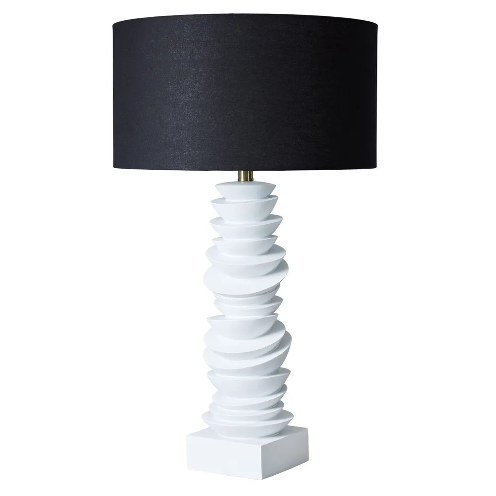 Mendoza Table Lamp White W Black Shade2